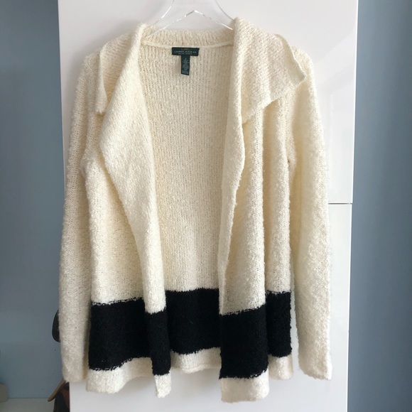 Ralph Lauren Ivory & Black Open Cardigan Sz Small - Picture 3 of 7